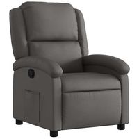 sillon reclinable de cuero autentico gris