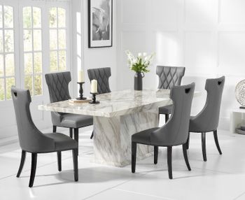 Calacatta 180cm Marble Dining Table with Freya Chairs