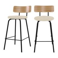 set de 2 sillas para isla de cocina en tela blanco roto 64 cm