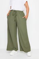 yours pantalones anchos caqui de sarga mujer curvy y tallas grandes yours
