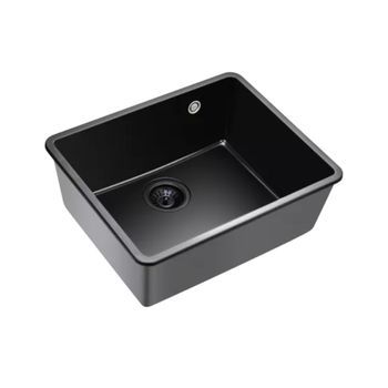 Fregadero Infiniton Disfrutar50.40qz 1 Cubeta 3 Tipos De Instalación Granito Negro 20x50x40 Cm