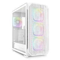 caja pc sharkoon ak5m rgb blanco panel vidrio malla 4 ventiladores pwm atx usb-c