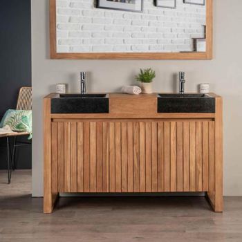 Mueble de teca lavabos para cuarto de baño 140 negro