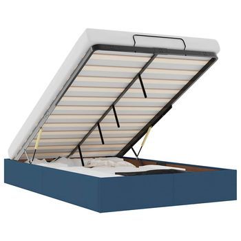 Estructura De Cama Otomana Sin Colchón Tela Azul 120x190 Cm Vidaxl