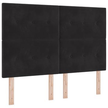 Cama Tipo Box Spring Con Colchón Negro 140 X 200 Cm Terciopelo