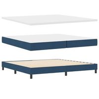 cama box spring con colchon con colchon azul 200 x 200 cm tela