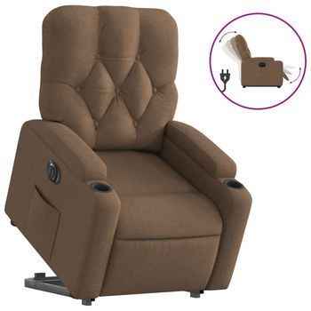 Sillón De Salón | Silla | Sillón Eléctrico Reclinable Elevable De Tela Marrón