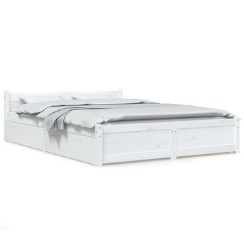 Estructura De Cama Con Cajones Blanco King Size 150x200 Cm