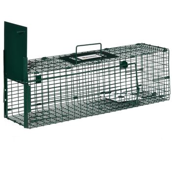 Outsunny Trampa para Animales Vivos con Puerta Jaula de Captura Metálica con Asa para Conejos Visones Pequeños 60x18x20 cm Verde Oscuro   Aosom España