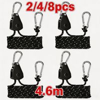 2-8 piezas de cuerdas de tension para tiendas de campana con polea de trinquete de 46m sujetador de cuerda ajustable con hebilla fija y tensor para toldos luces y colgadores