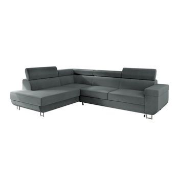 Sofá Rinconero Comfivo 306, Gris, Función De Descanso, Caja De Ropa De Cama, 253x188x71cm