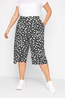 yours culottes negros de flores blancas mujer curvy y tallas grandes yours