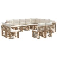 conjunto de sofas de exterior natural y crema poliester vidaxl
