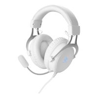 auriculares deltaco gaming gam-030-w con cable usb y jack gaming microfono flexible rgb blancos
