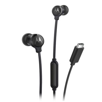 Auriculares Motorola EARBUDS3CS con cable USB-C para llamadas y música negros
