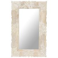 espejo de madera maciza de mango blanco 80x50 cm vidaxl
