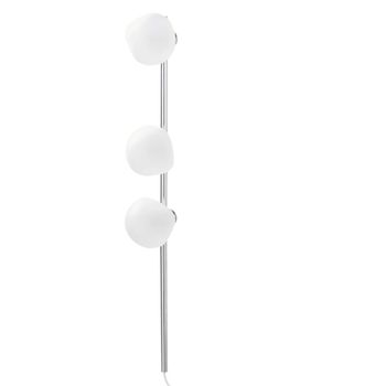 Aplique de 3 globos ovalados de vidrio blanco y metal plateado