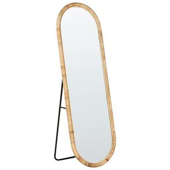 Espejo De Pie Elegante De Ratán 150x50 Cm Estilo Boho Salón Dormitorio Accesorios Para El Hogar Natural Montot