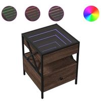 mesa de cafe - mesa de centro con infinity led marron roble 40x40x51 cm