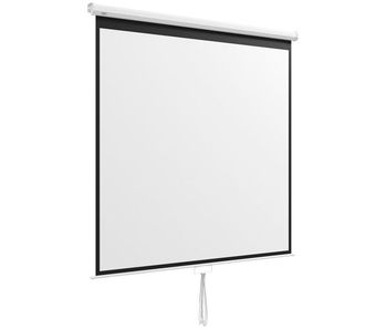 Homcom pantalla de proyector manual 99 pulgadas pantalla de proyección portátil formato 1:1 ángulo de visión de 160° para interior y exterior eventos deportivos cine en casa patio 178x178 cm blanco