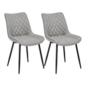 2 Sillas De Comedor De Polipiel - 46x40,5x85,5cm - Patas De Metal - Gris