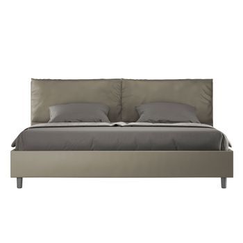 Cama Matrimonial Con Almacenaje Acolchada 200x210 Cuero Sintético Capuchino Antea Large