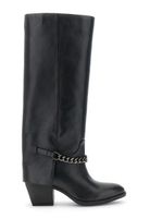 botas de piel con cadena frontal black 36
