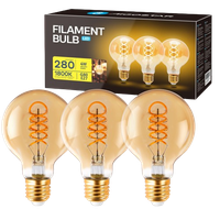 aigostar - bombilla led e27 4w modelo g80  luz calida 1800k 280 lumenes bombilla vintage de tipo edison con filamento y vidrio ambar bombilla decorativa no regulable pack de 3 uds