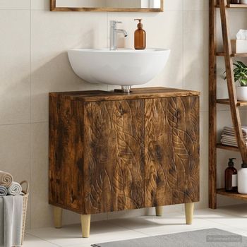 Vidaxl Mueble De Lavabo Para Baño Delft Roble Ahumado