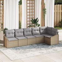 juego de sofa de jardin de 6 piezas con cojines beige de ratan sintetico v3260 unico  beige