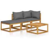 muebles de jardin 4 pzas cojines crema madera maciza de acacia vidaxl