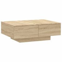 mesa de centro madera contrachapada color roble 90x60x31 cm