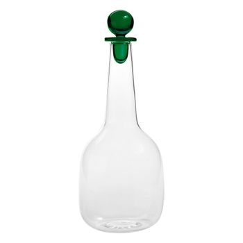 Botella en vidrio de borosilicato verde zafferano heca a mano