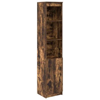 Aparador Alto Roble Ahumado 37,5x35x180 Cm Madera De Ingeniería