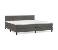 cama box spring con colchon terciopelo gris oscuro 200x200 cm rayas horizontales