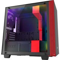 h400i micro-atx mid-tower pc case - black  red black