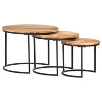 conjunto de tres mesas nido en madera de acacia y hierro dec031322