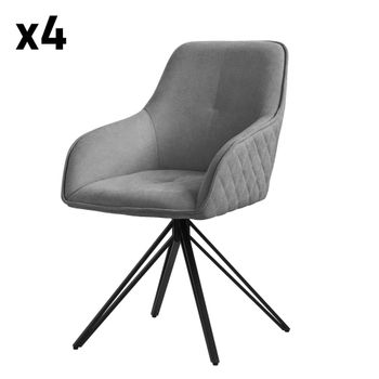 4x Sillas de comedor giratoria color gris tapizado de tela tejida