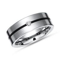 anillo exclusivo titanio diamante linea negra 7mm