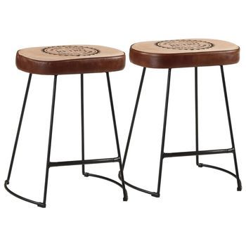 Pack 2 Uds Taburetes De Bar | Taburete De Cocina | Taburete Alto Marrón Oscuro 40x29,5x53 Cm Cfw49941