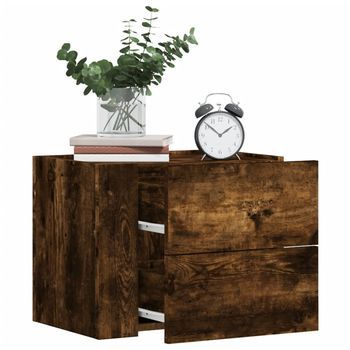Set De 2 Mesitas De Noche De Pared - Mueble Para Dormitorio - Madera - Roble Ahumado (45x30x35cm)