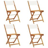 pack 4 uds sillas jardin  silla de exterior  sillon plegables tela madera maciza y tela crema
