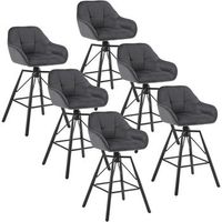 juego de 6 taburetes de bar giratorio 360 asiento terciopelo y patas metalicas 36 x 375 x 945 cmgris oscurowoltu
