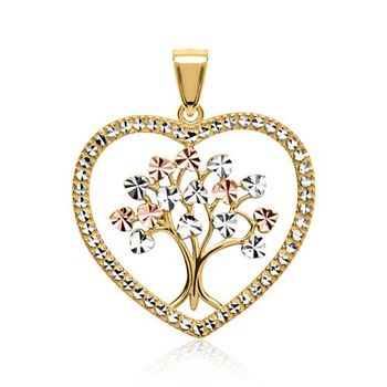 Colgante noble corazón 8 quilates tricolor oro