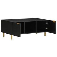 mesa de centro 100x54x40 cm madera trabajada madera maciza de mango y laton - negro