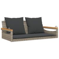 banco columpio  banco de jardin con cojines ratan sintetico gris 109x62x40 cm