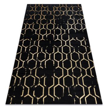 Alfombra Gloss Moderno  407c 86 Elegante, Glamour, Art Deco Negro / Or 200x290 Cm