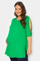 bump it up maternity top verde con abertura en mangas