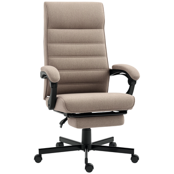 Vinsetto Silla de Oficina Reclinable con Altura Ajustable Reposabrazos y Reposapiés Retráctil 68x67x106-114 cm Marrón   Aosom España