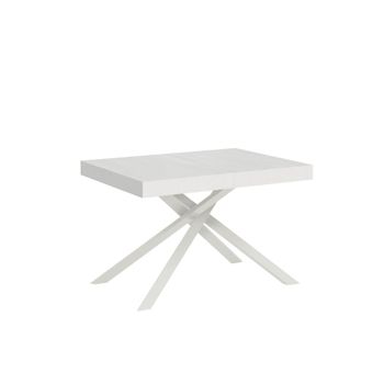 Mesa extensible 90x120/224 cm efecto madera fresno blanco, hierro